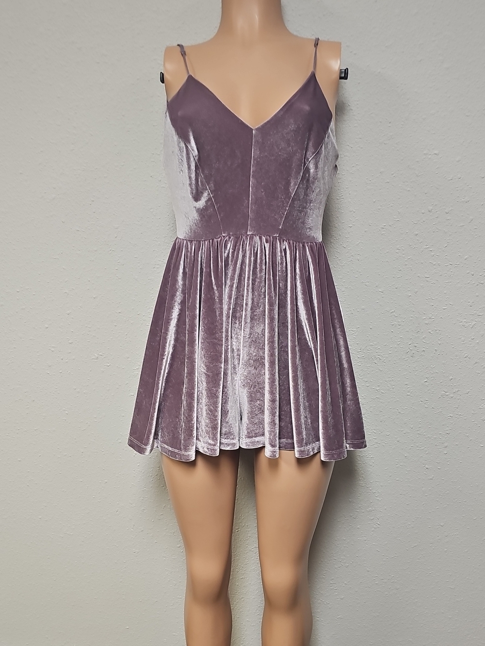 silence + noise Dusty Lavender Velvet Mini  Romper Shorts